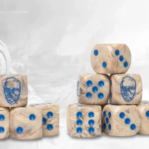 Spires Logo on Bone Marbled Dice - 24 per pack